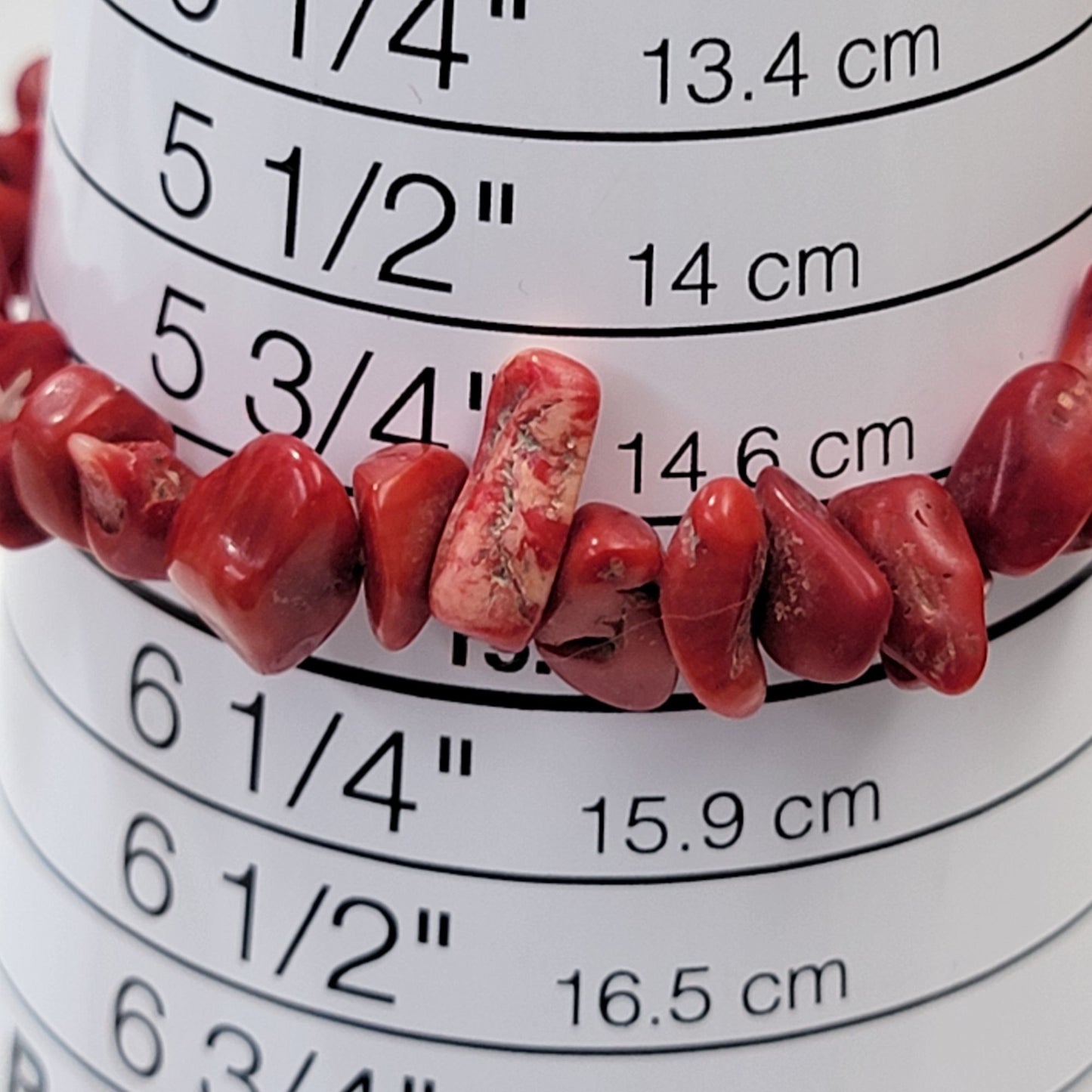 Natural Red Coral Chip Stretch Bracelet