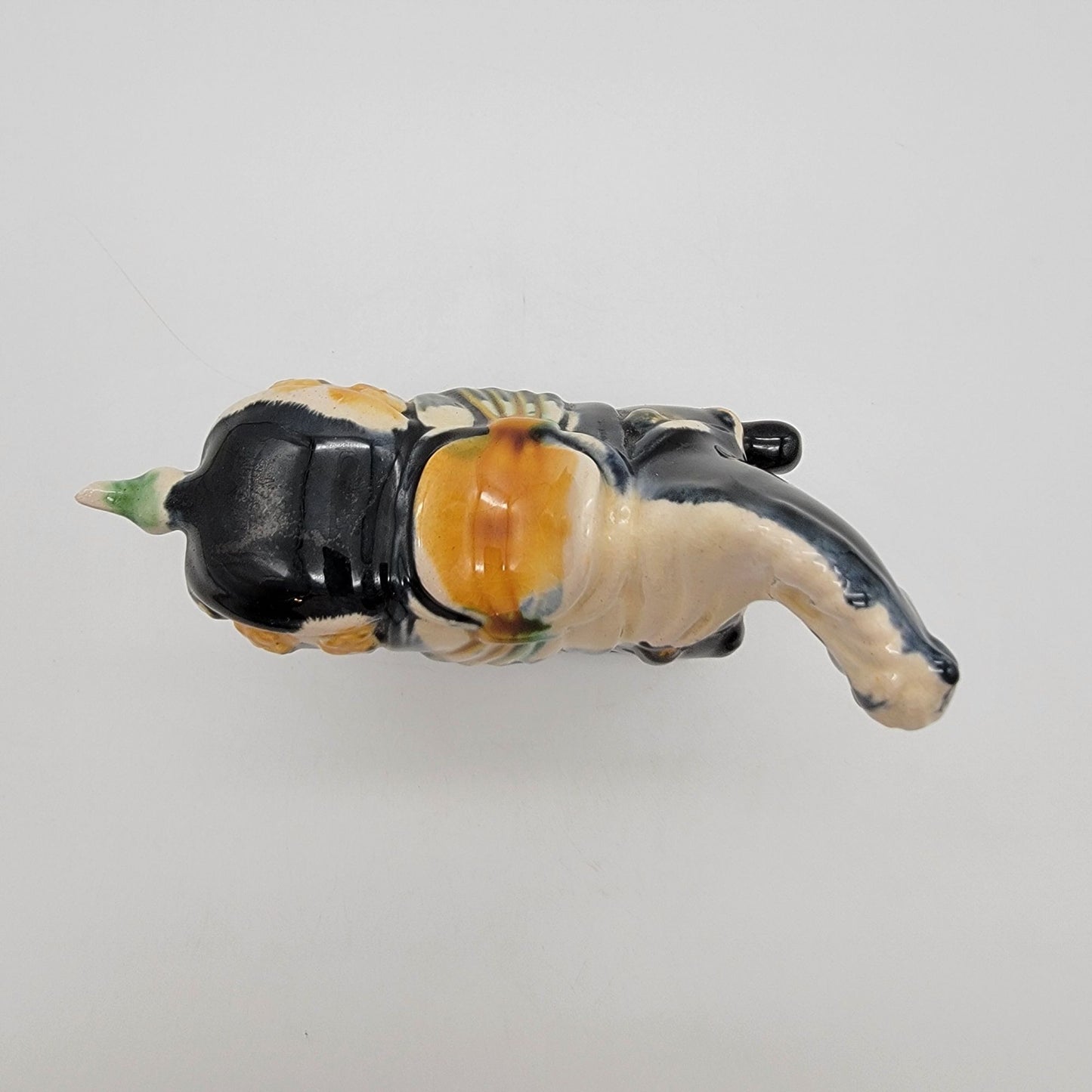 Vintage Chinese Tang Dynasty Repro Sancai Black Drip Glazed Pottery War Horse Figurine