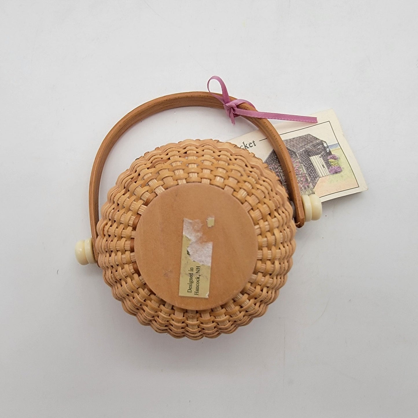 Vintage Miniature Hancock Nantucket Lightship Basket With Swing Handle