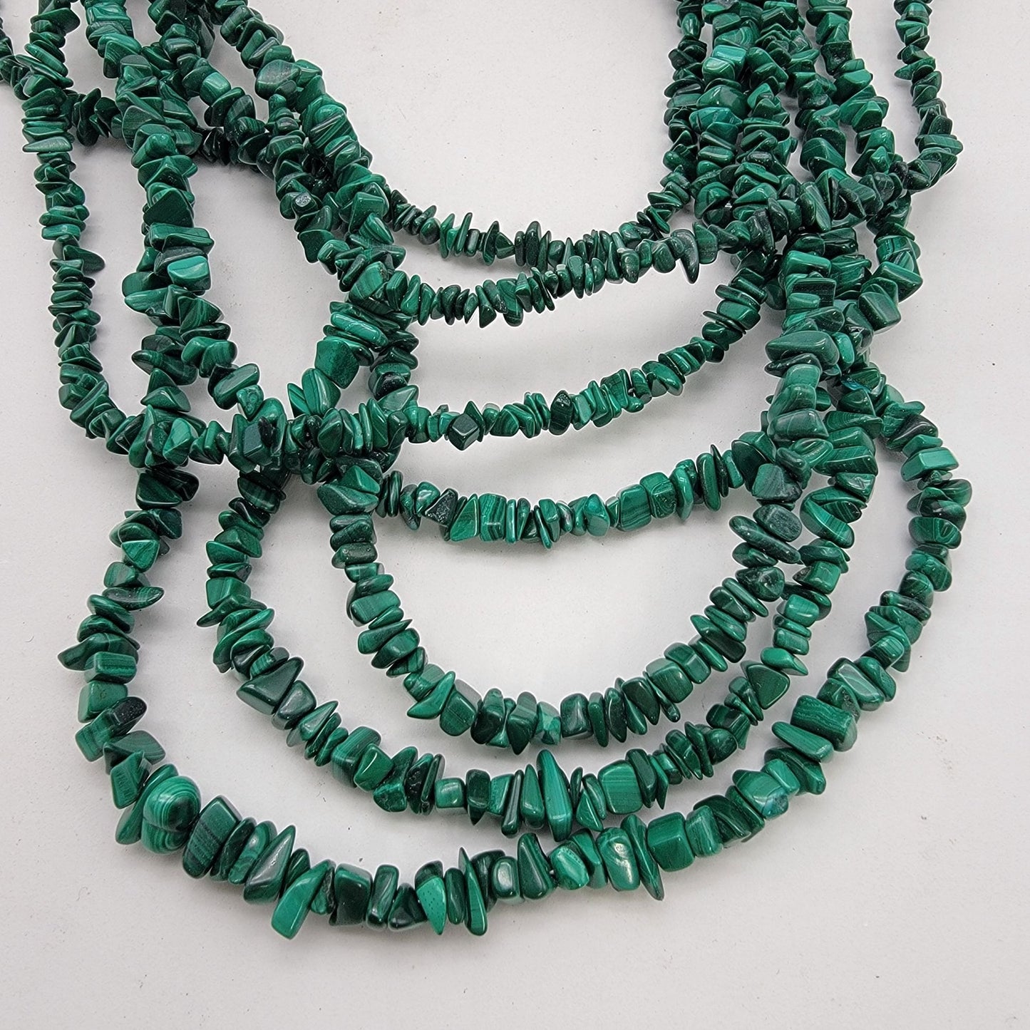 7 Strand Multi Strand Malachite Chips Necklace