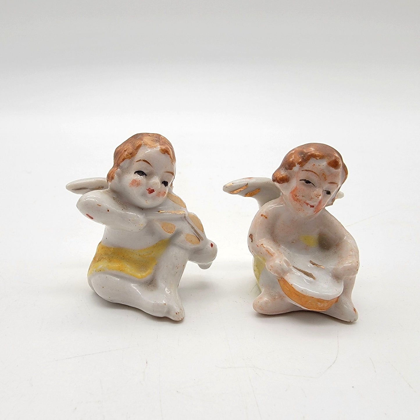 Pair of MIK Occupied Japan Porcelain Cherub Figurines - 1 As Found
