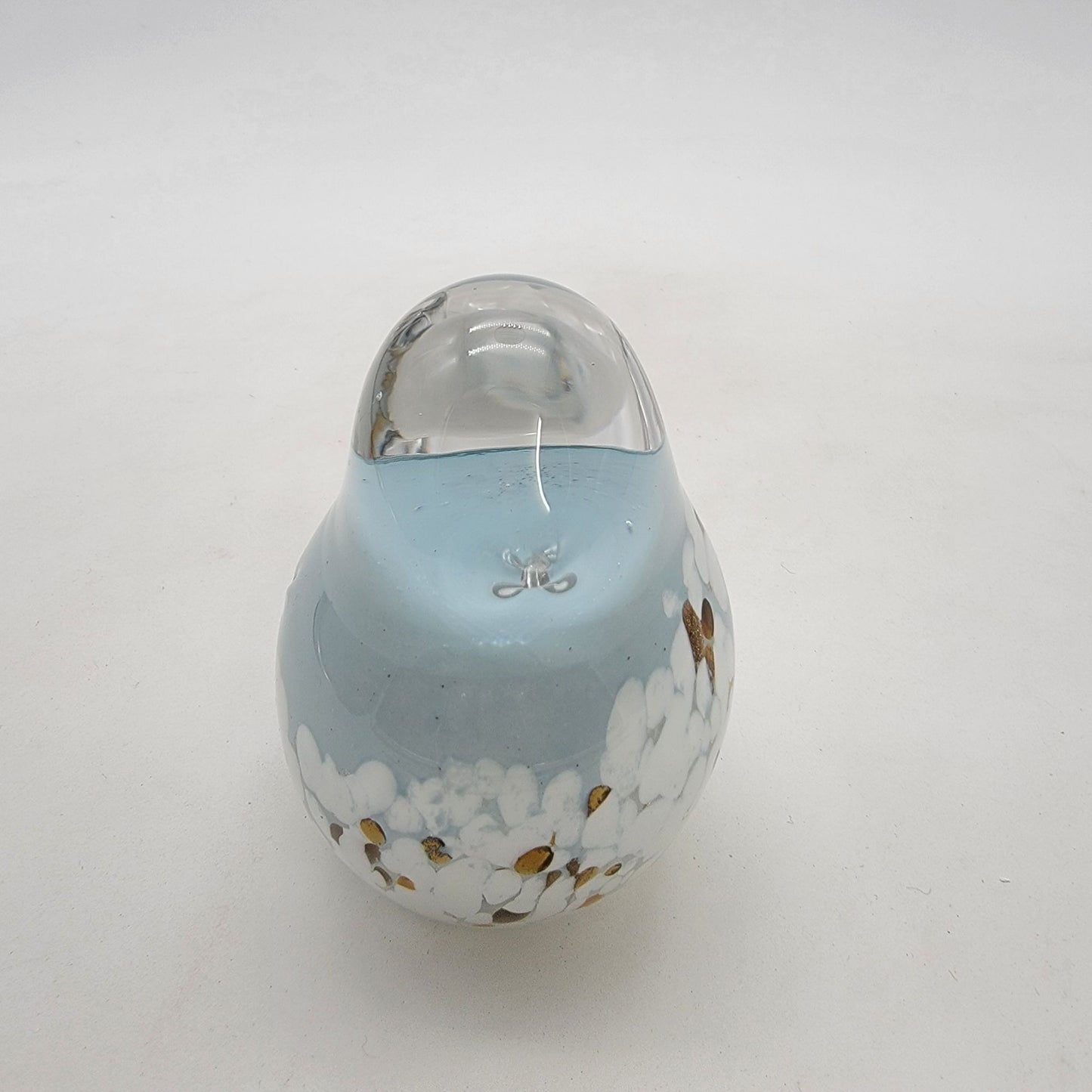 Art Glass Bird Paperweight Sculpture Blue & White