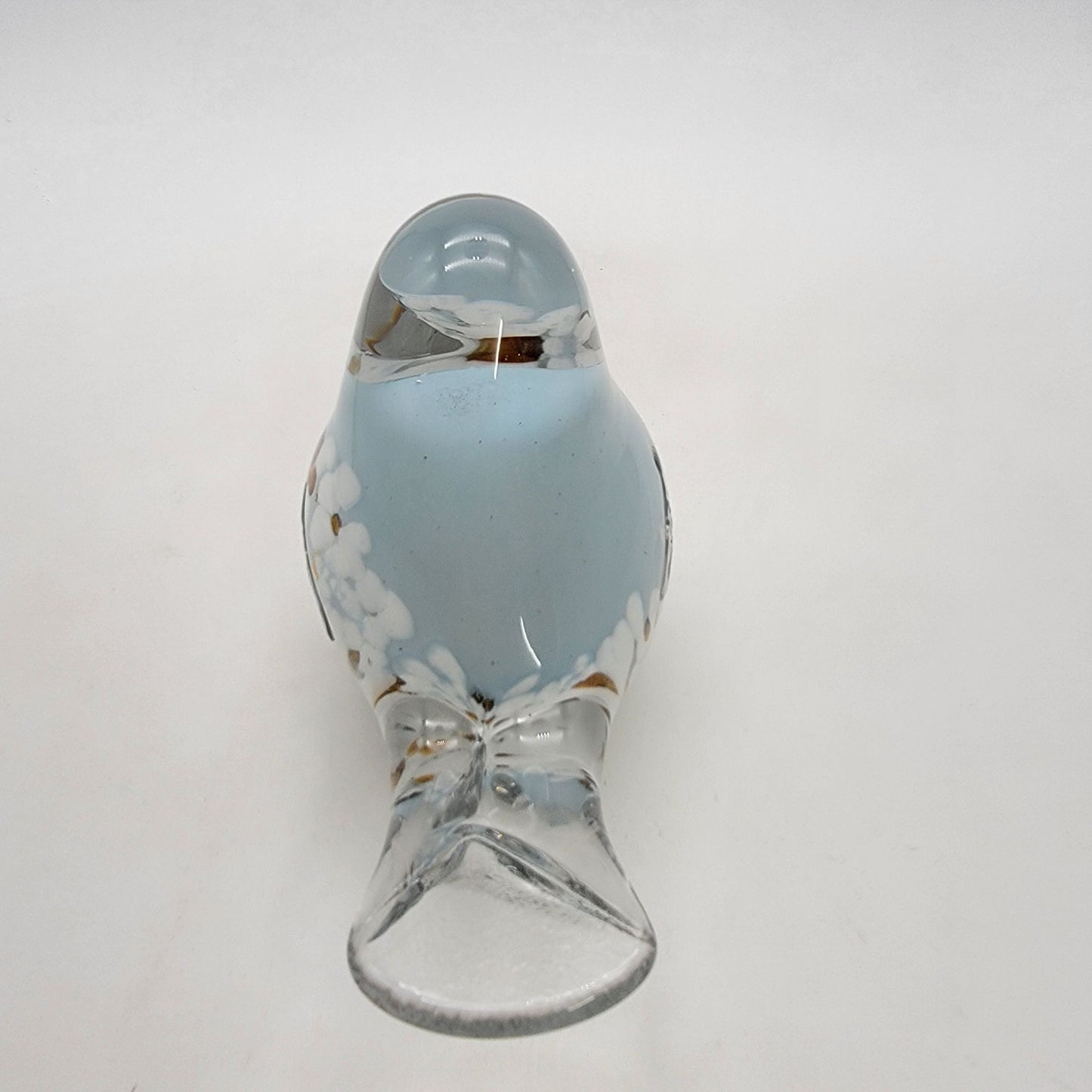 Art Glass Bird Paperweight Sculpture Blue & White