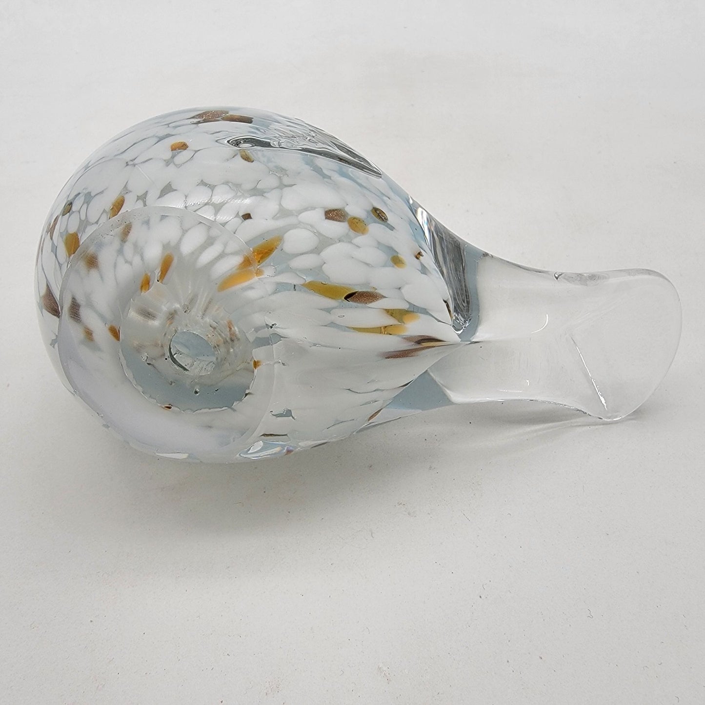 Art Glass Bird Paperweight Sculpture Blue & White