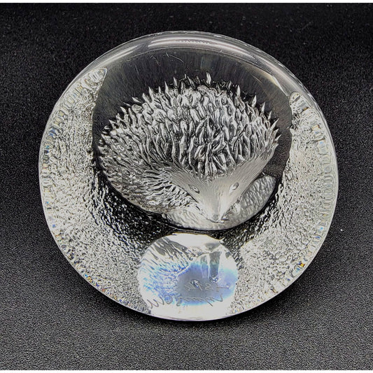 Mats Jonasson Crystal Hedgehog Paperweight MJ Sweden 2187