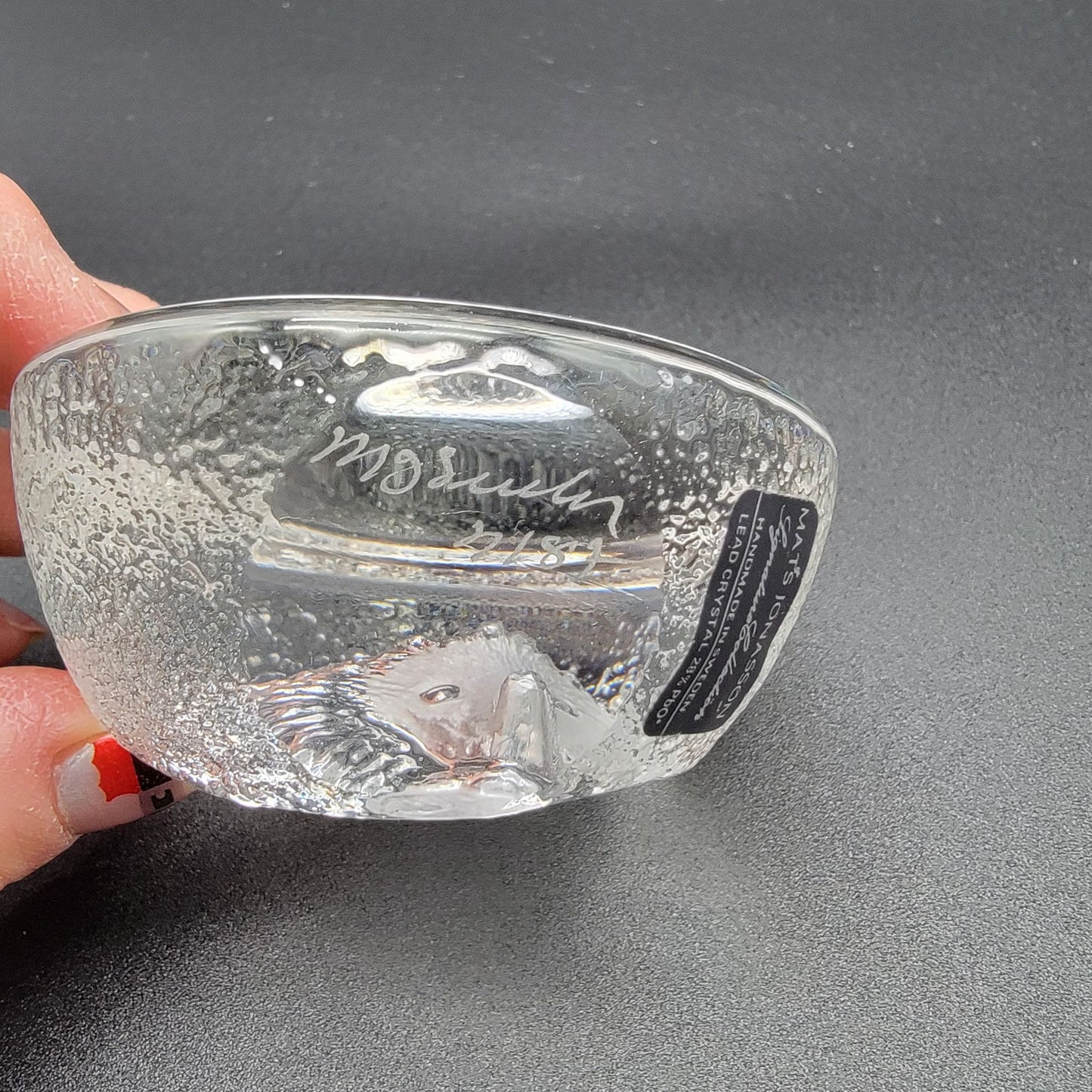 Mats Jonasson Crystal Hedgehog Paperweight MJ Sweden 2187