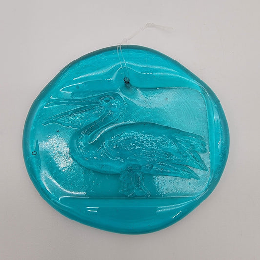 Blenko Glass Aqua Blue Pelican Bird Sun Catcher