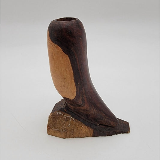 Hand-Carved Two Tone Exotic Wood Candle Holder