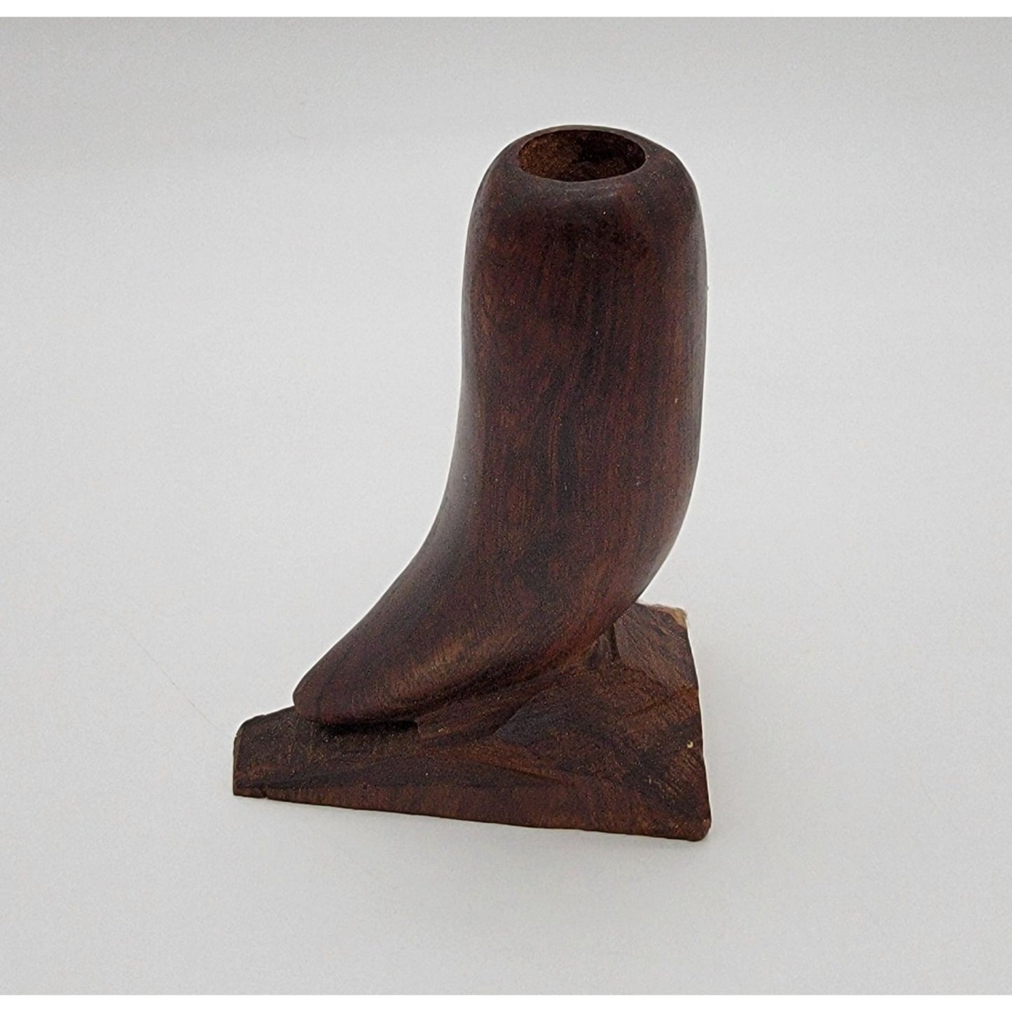 Hand-Carved Two Tone Exotic Wood Candle Holder