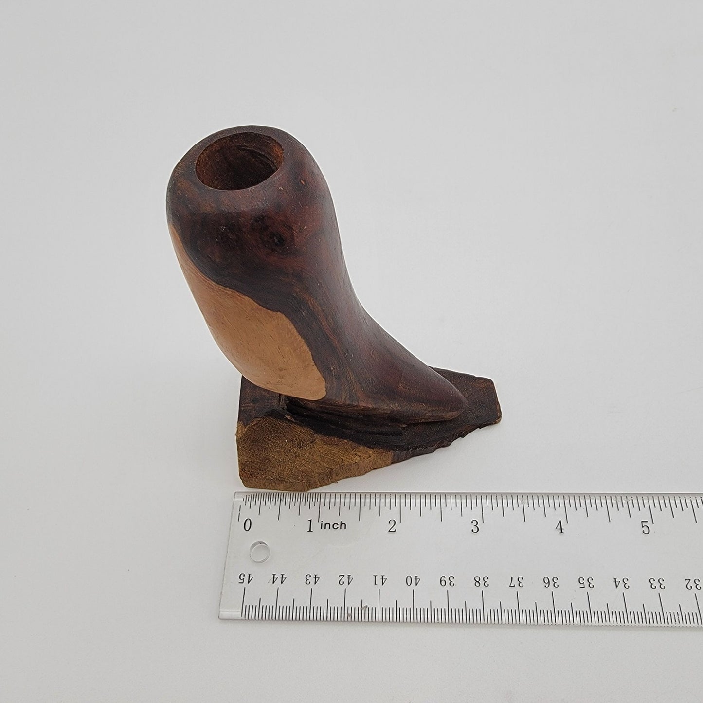 Hand-Carved Two Tone Exotic Wood Candle Holder