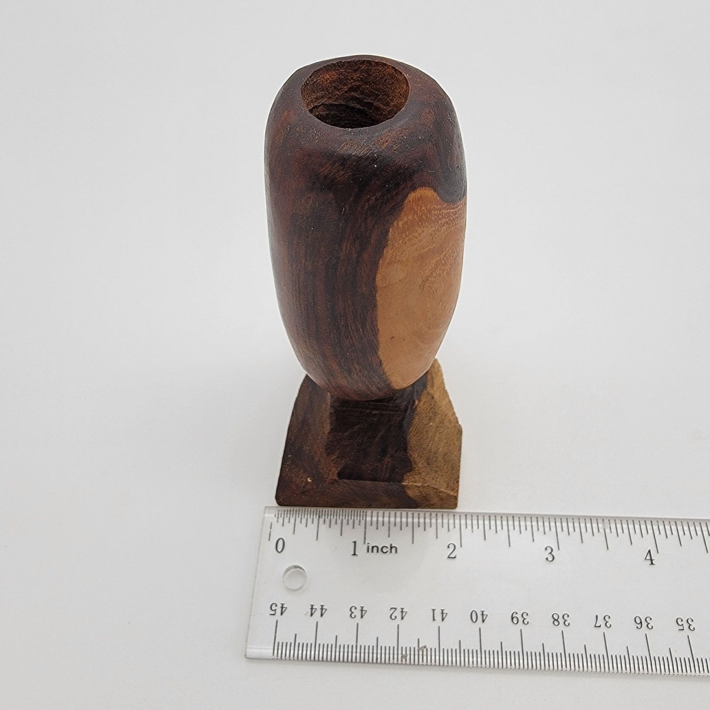 Hand-Carved Two Tone Exotic Wood Candle Holder