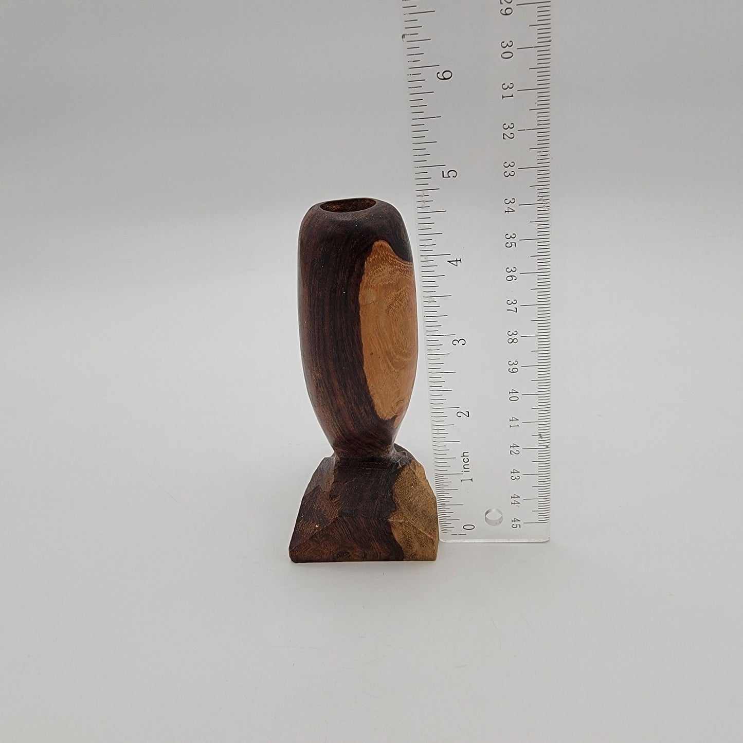 Hand-Carved Two Tone Exotic Wood Candle Holder
