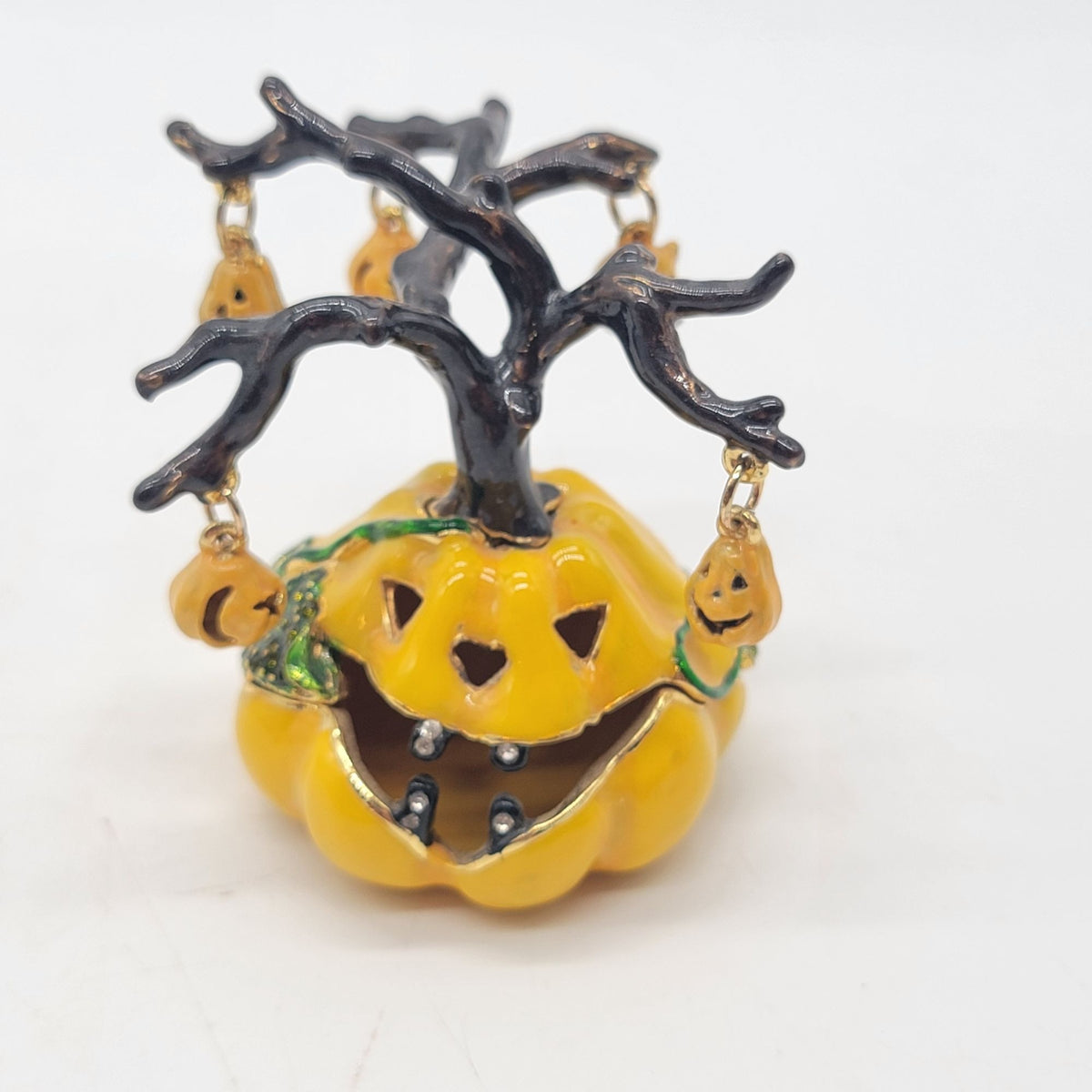 Objet D'Art Spooky Jack O Lantern Tree Trinket Box Artform No. 170