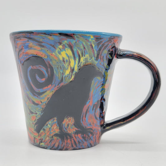John Hutson Pottery Raven Starry Night Mug