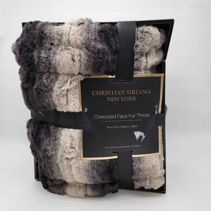 Christian Siriano Black Ombre Oversized Luxury Faux Fur Throw NEW