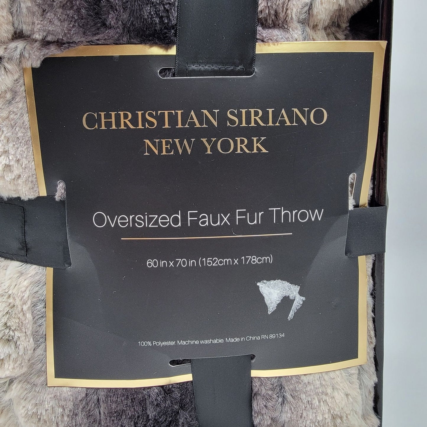 Christian Siriano Black Ombre Oversized Luxury Faux Fur Throw NEW