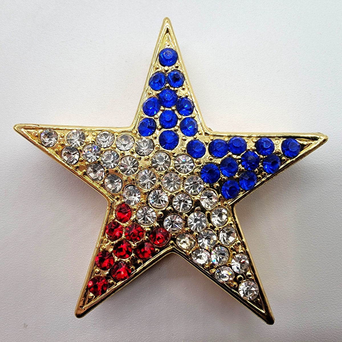 Artform Patriotic Star Trinket Box Red White & Blue Rhinestones