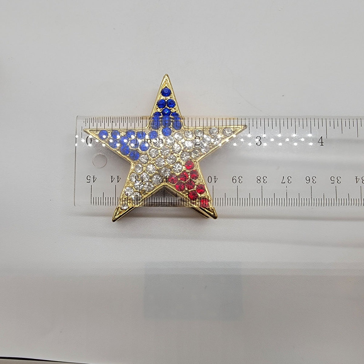 Artform Patriotic Star Trinket Box Red White & Blue Rhinestones