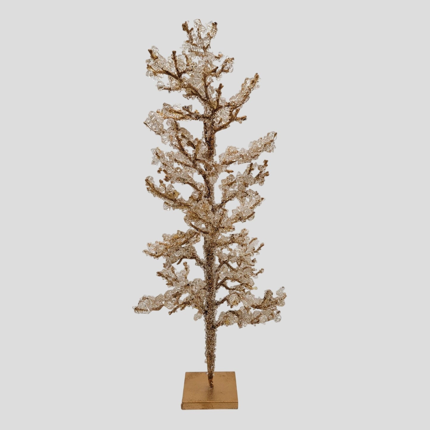 Wire Sparkle Crystal Beaded Gold Holiday Tabletop Tree