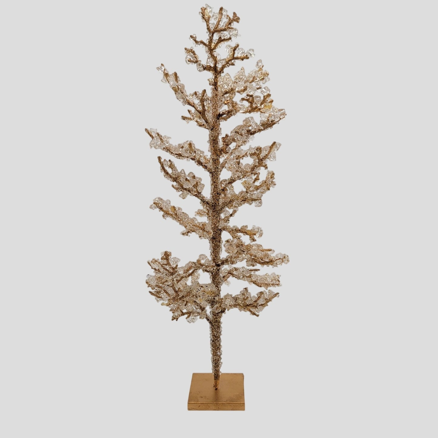 Wire Sparkle Crystal Beaded Gold Holiday Tabletop Tree