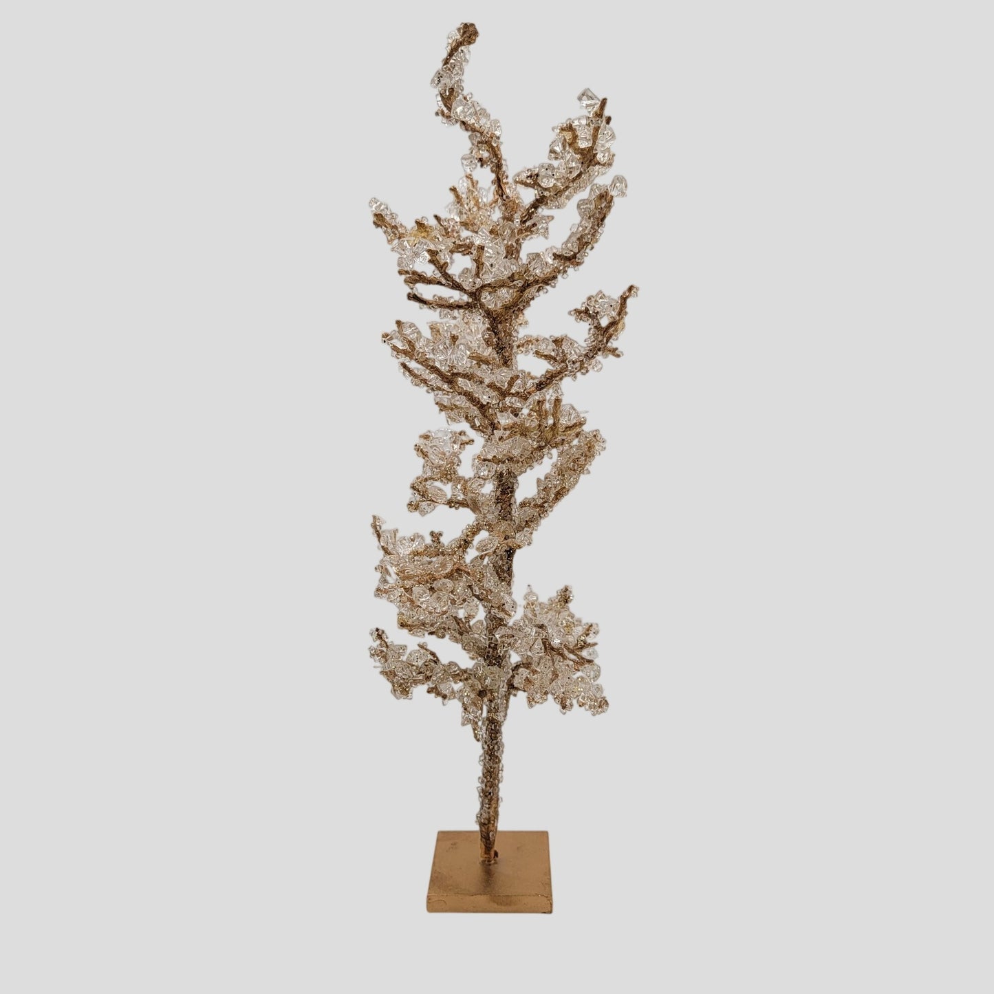 Wire Sparkle Crystal Beaded Gold Holiday Tabletop Tree