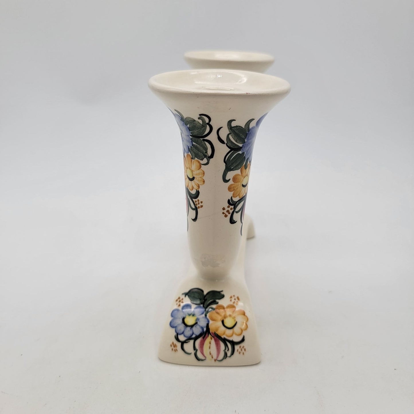 Z F Kolo Handpainted Faience Porcelain Two Arm Candelabra Poland
