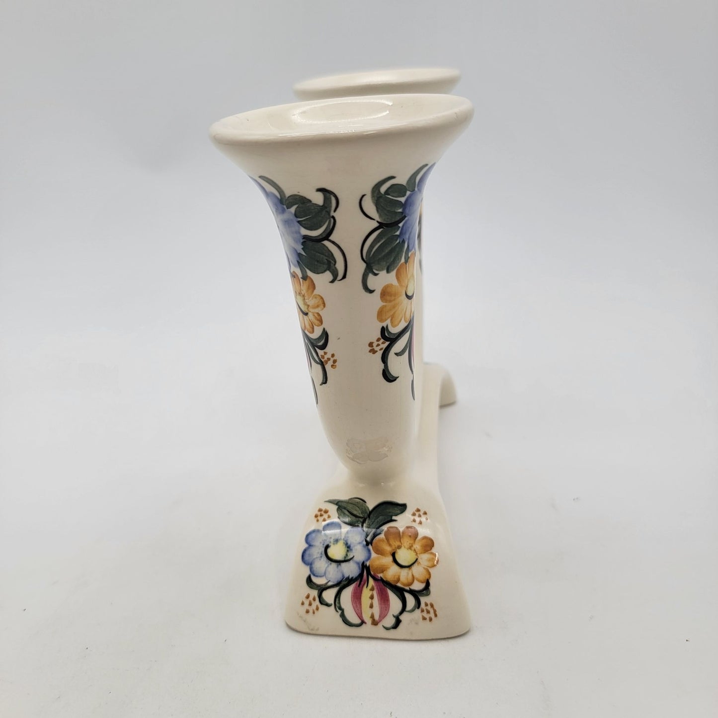 Z F Kolo Handpainted Faience Porcelain Two Arm Candelabra Poland