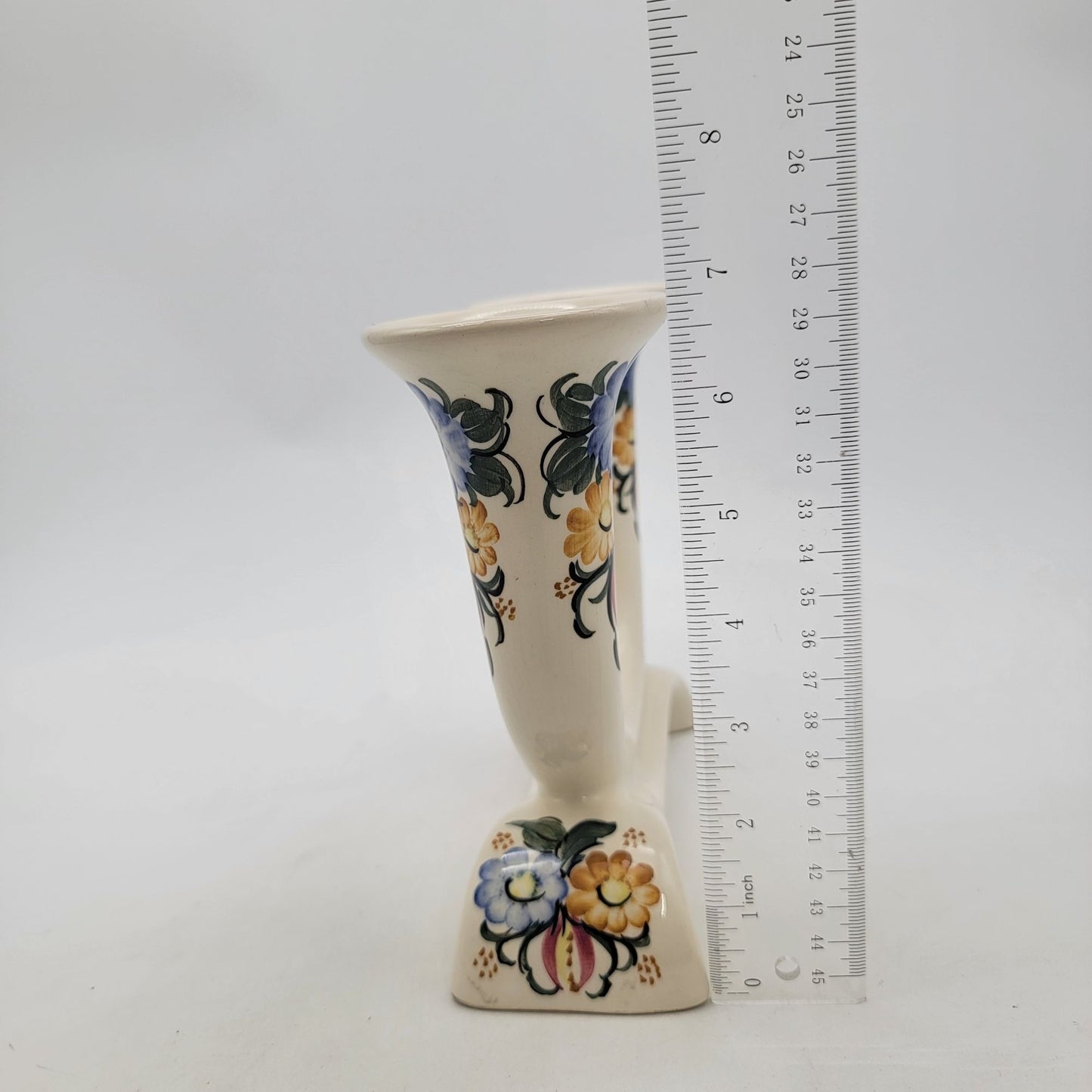 Z F Kolo Handpainted Faience Porcelain Two Arm Candelabra Poland