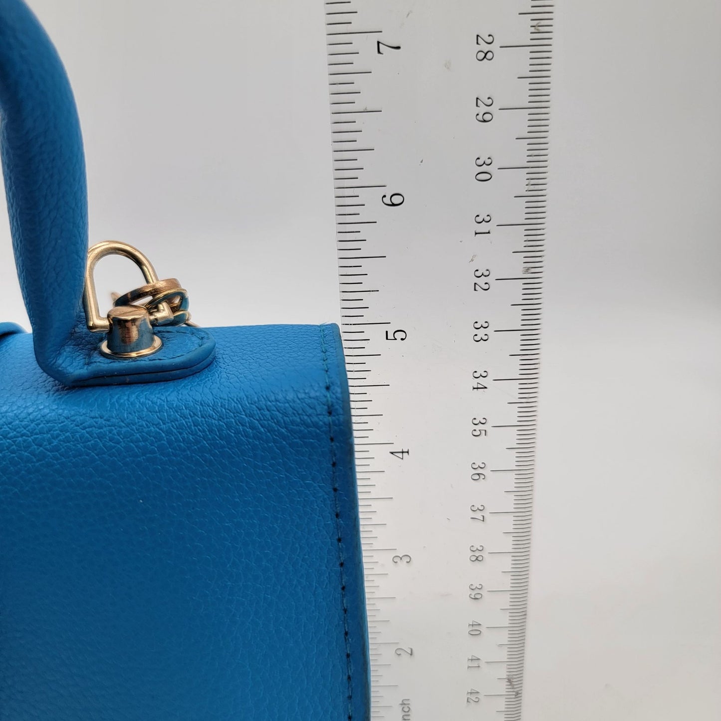Blue Faux Leather Handbag With Matching Cardholder Wallet