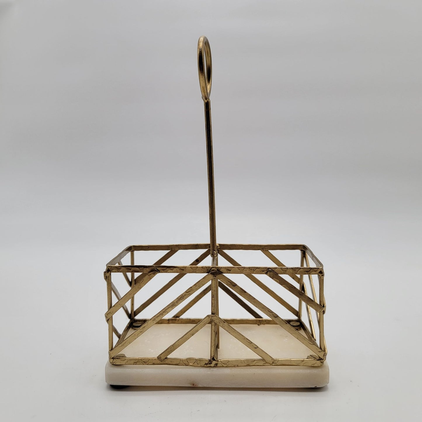 Hollywood Regency Brass & Marble Oil and Vinegar Bottle Holder