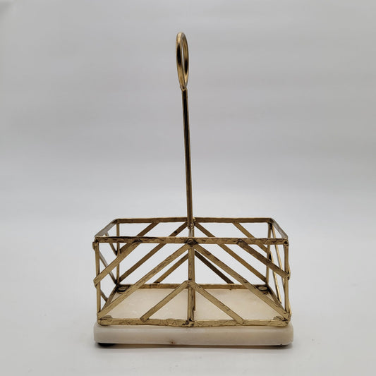 Hollywood Regency Brass & Marble Oil and Vinegar Bottle Holder