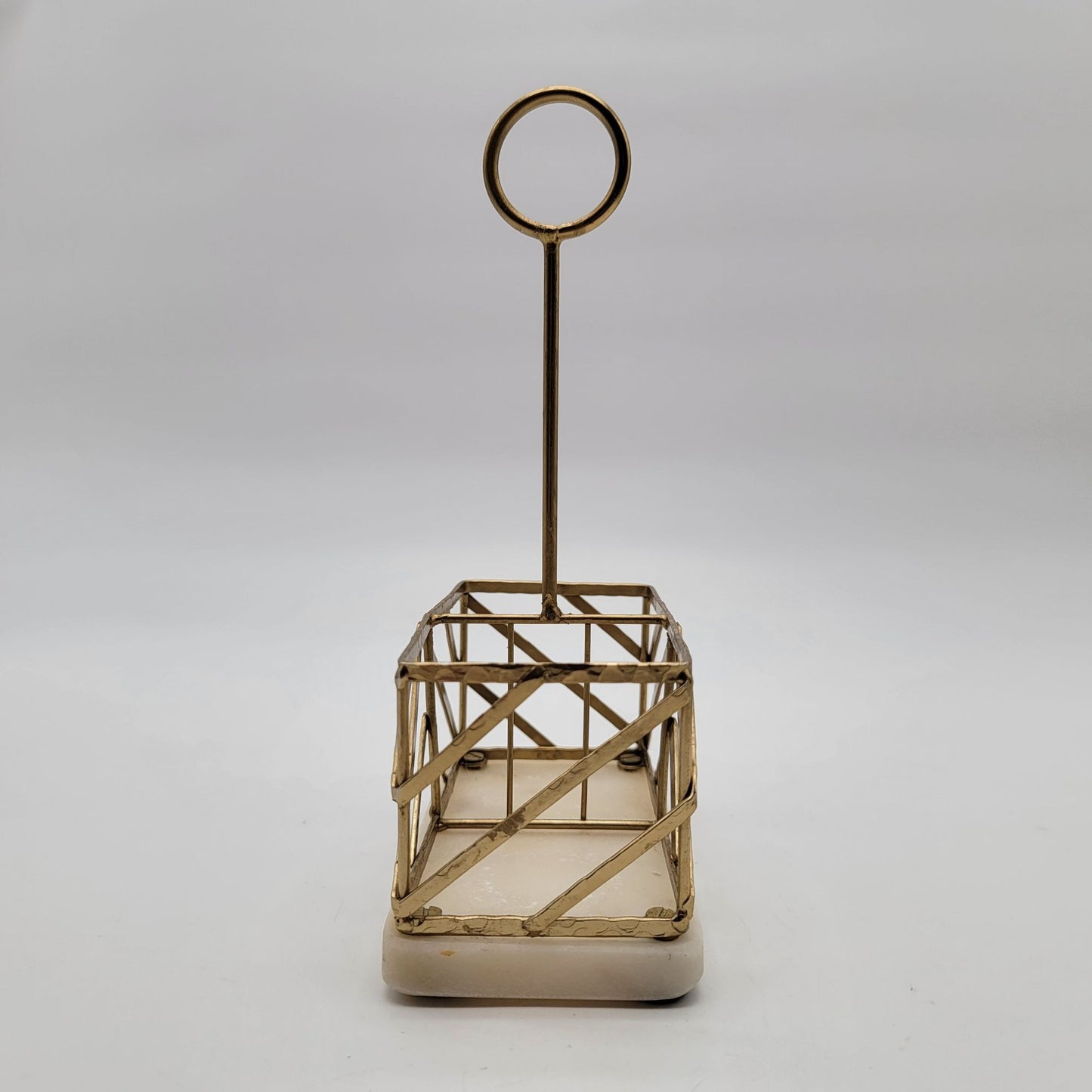 Hollywood Regency Brass & Marble Oil and Vinegar Bottle Holder