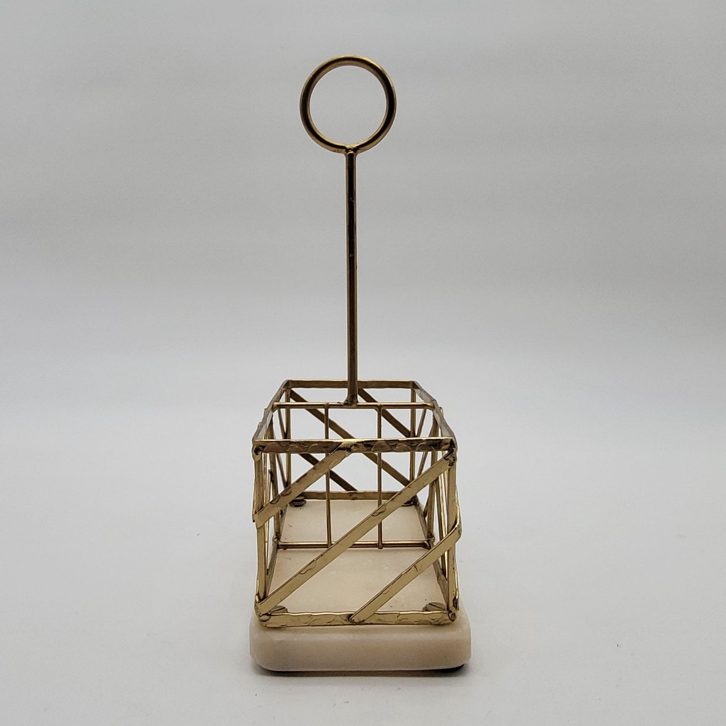 Hollywood Regency Brass & Marble Oil and Vinegar Bottle Holder