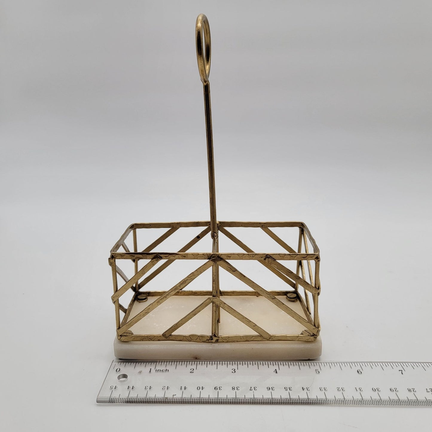 Hollywood Regency Brass & Marble Oil and Vinegar Bottle Holder