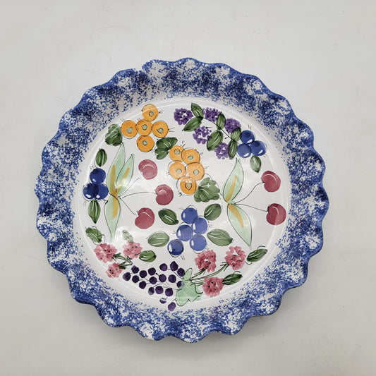 Hand-Painted Hungarian Pie Dish Plate Mixed Berry By Sárospatak Kerámia Manufaktúra