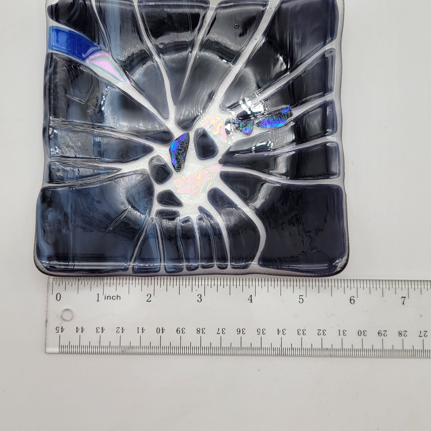 Fused Glass Square Plate With Dichroic Glass