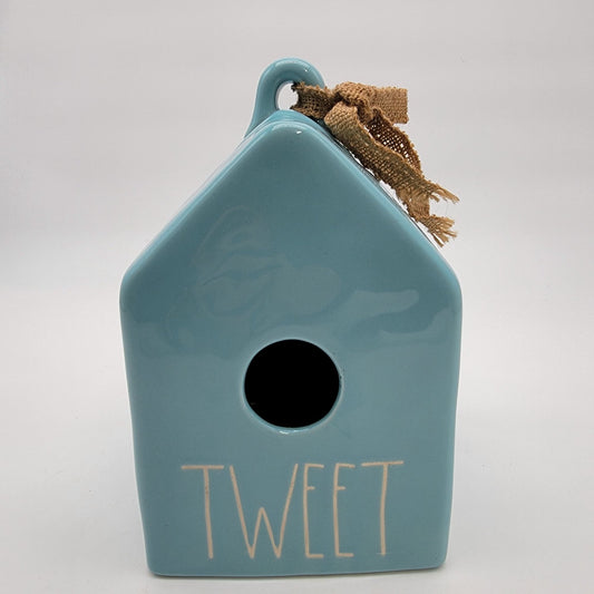 Rae Dunn Artisan Collection Blue Birdhouse "Tweet"
