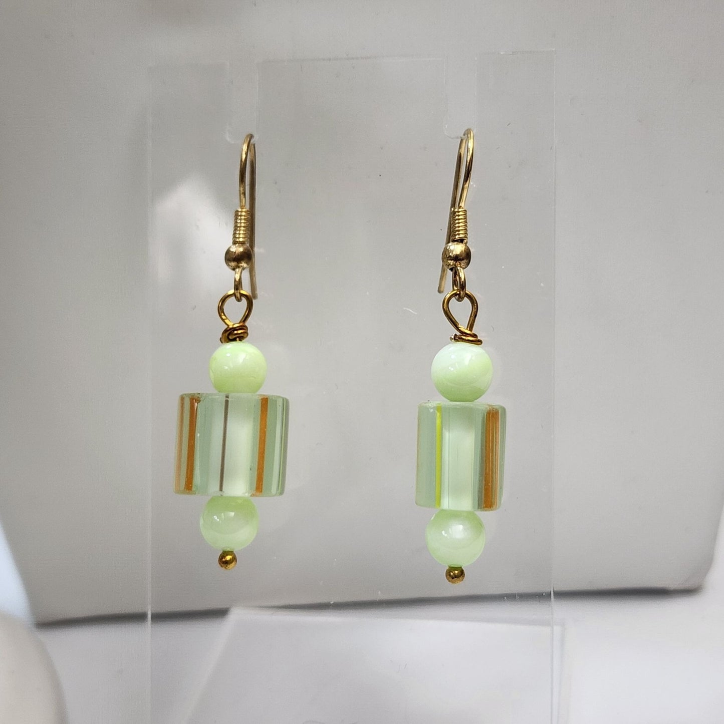 Artisan Green Tumble Tube Beaded Necklace Bracelet & Earrings Set