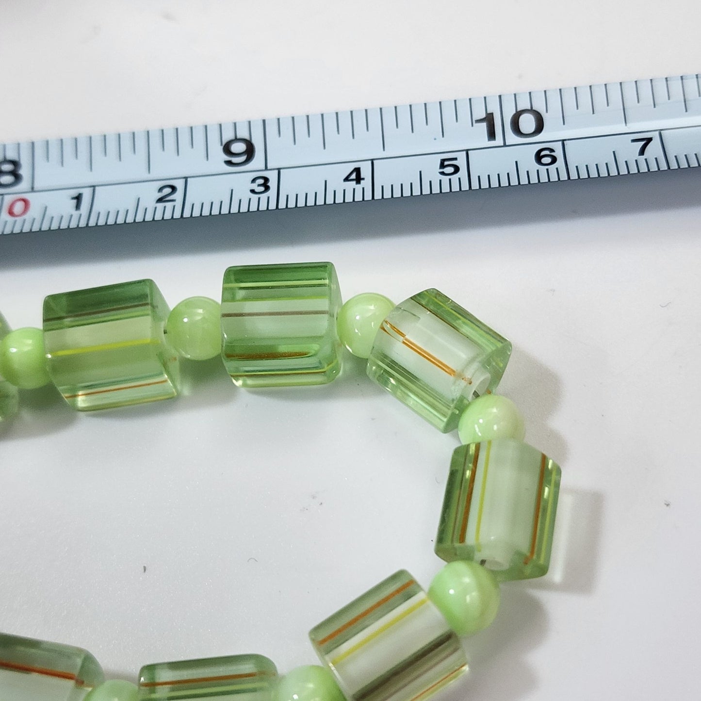 Artisan Green Tumble Tube Beaded Necklace Bracelet & Earrings Set