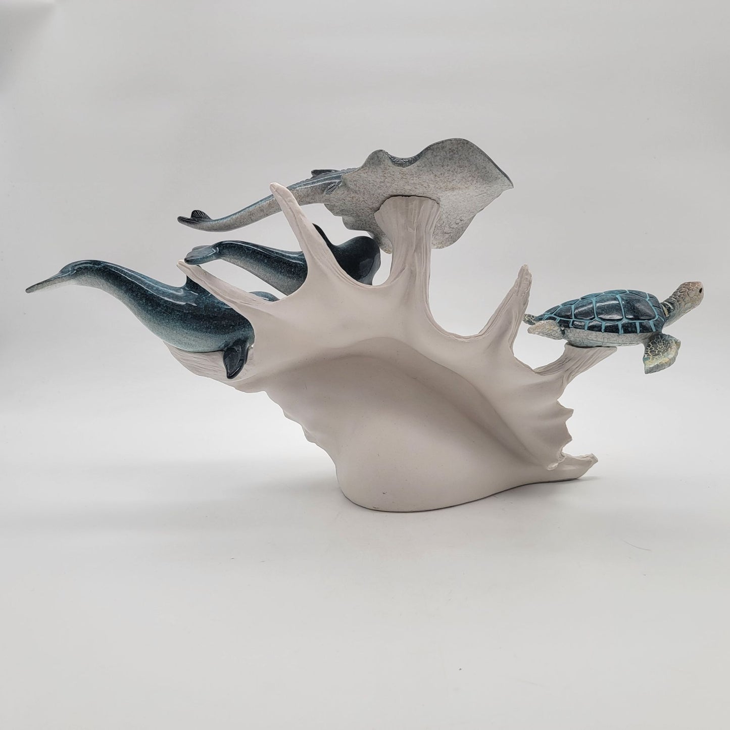 Ocean Life Sculpture On Faux Conch Shell