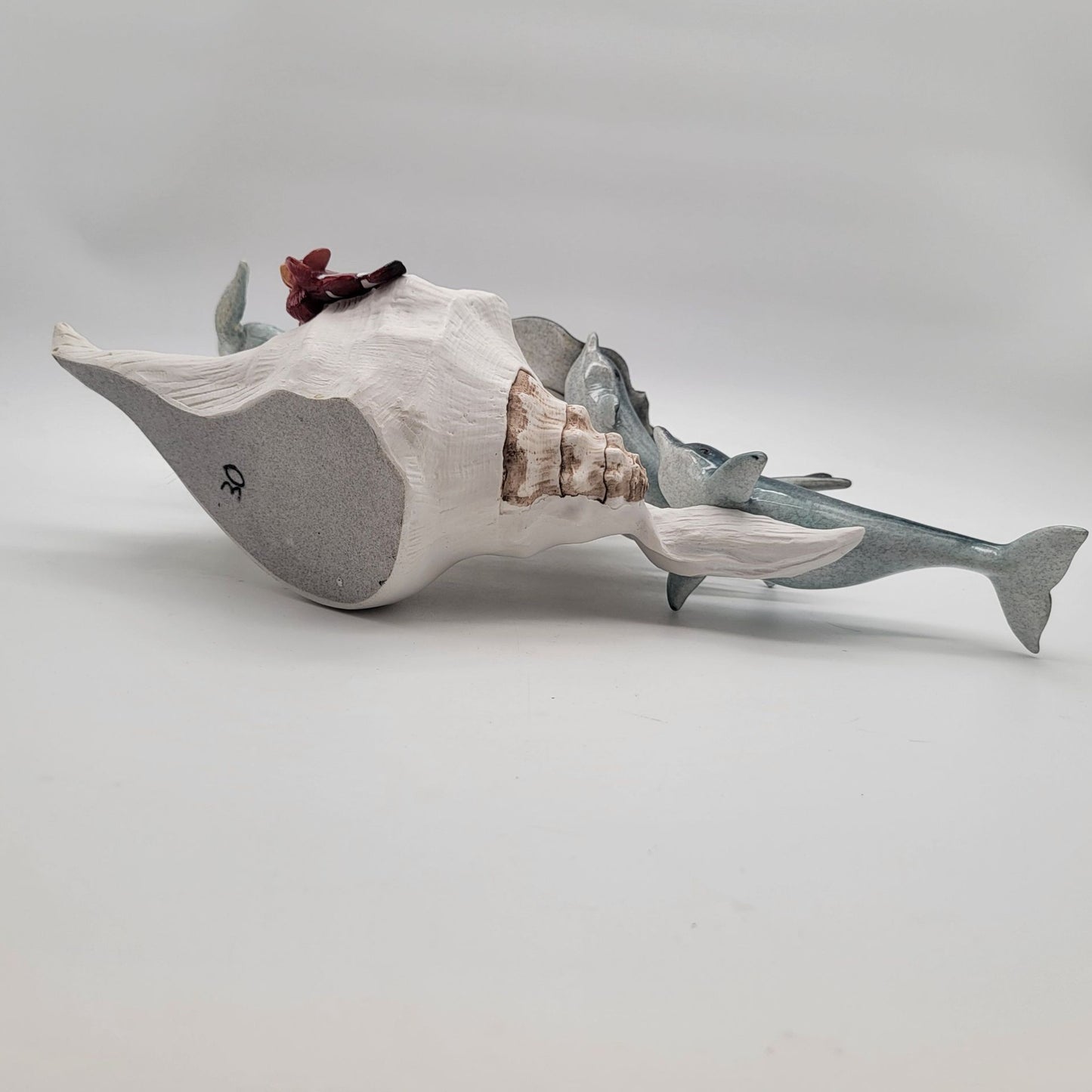 Ocean Life Sculpture On Faux Conch Shell