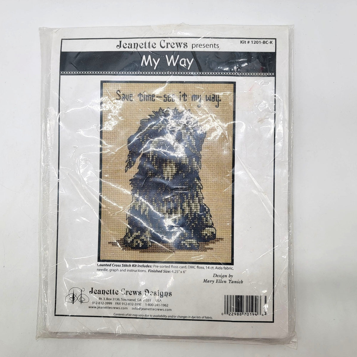Vintage Jeanette Crews Designs My Way Cross-Stitch Kit Dog