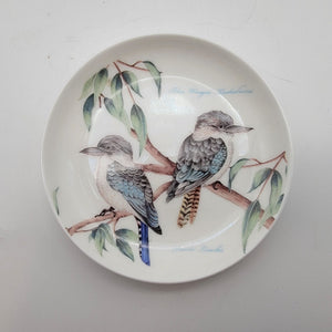 Dan Samuels Australia Blue Winged Kookaburra Bird Fine Bone China Trinket Dish