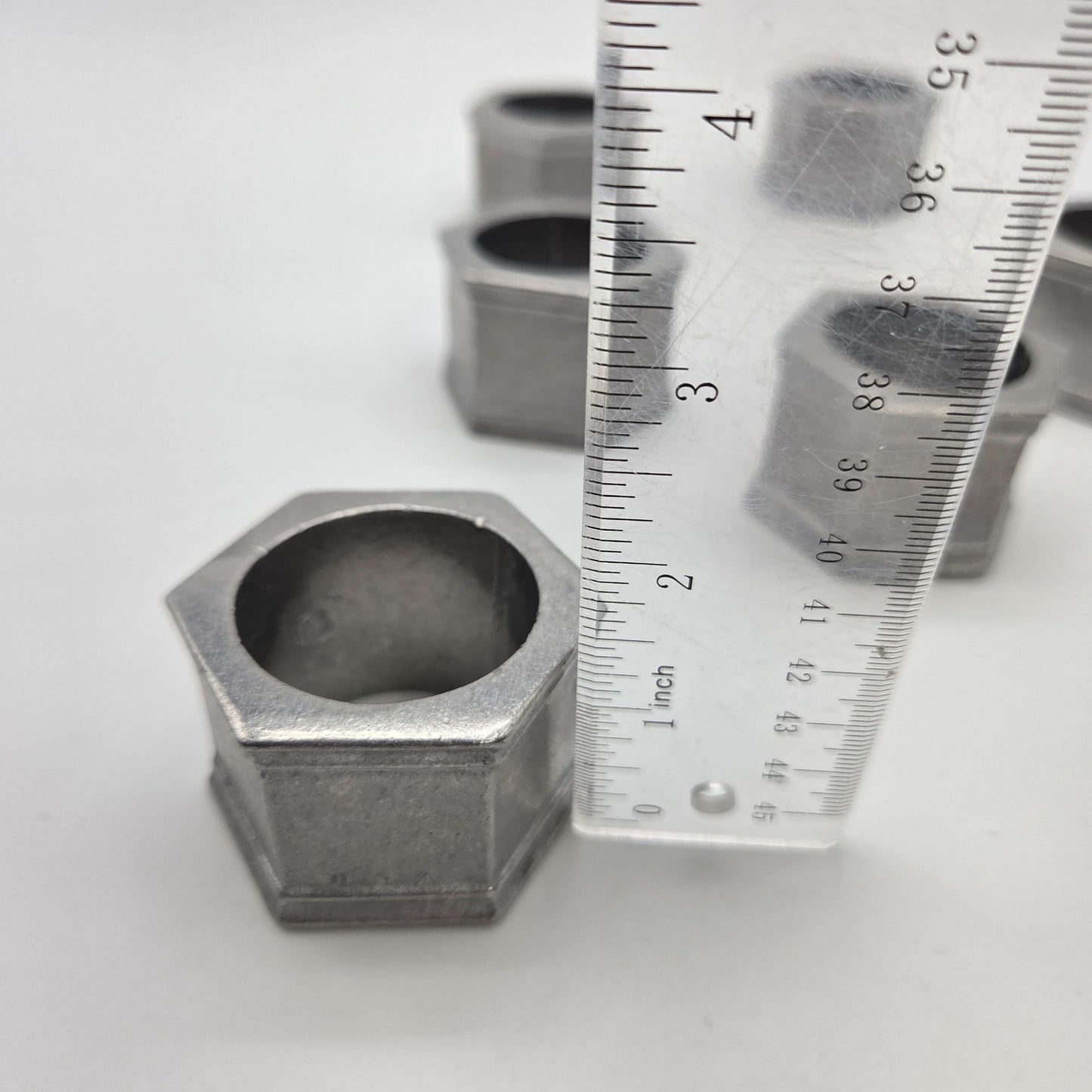 Wilton Armetale Hexagonal Pewter Napkin Rings Set Of 6