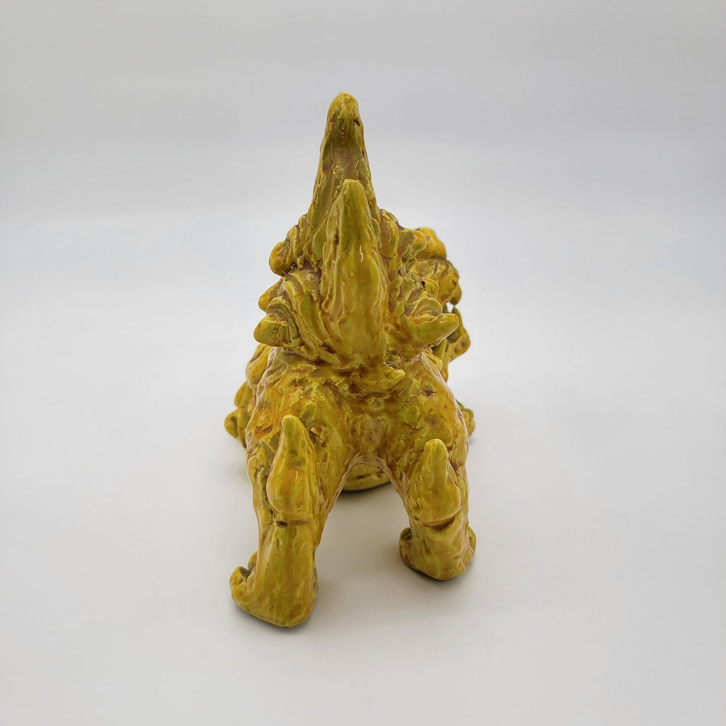 Vintage Yellow Pottery Foo Dog Guardian Lion Statue
