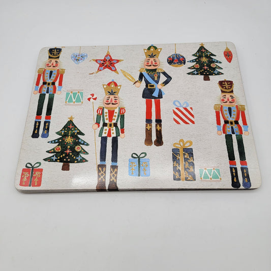 William Sonoma Nutcracker Christmas Solider Cork-Backed Placemats Set Of 4