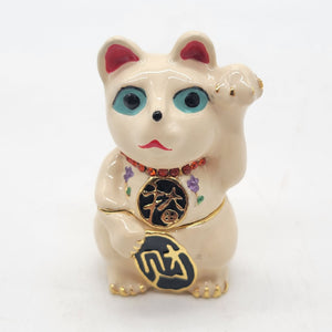 Objet D'Art Jingles Lucky Cat Trinket Box Artform No. 126