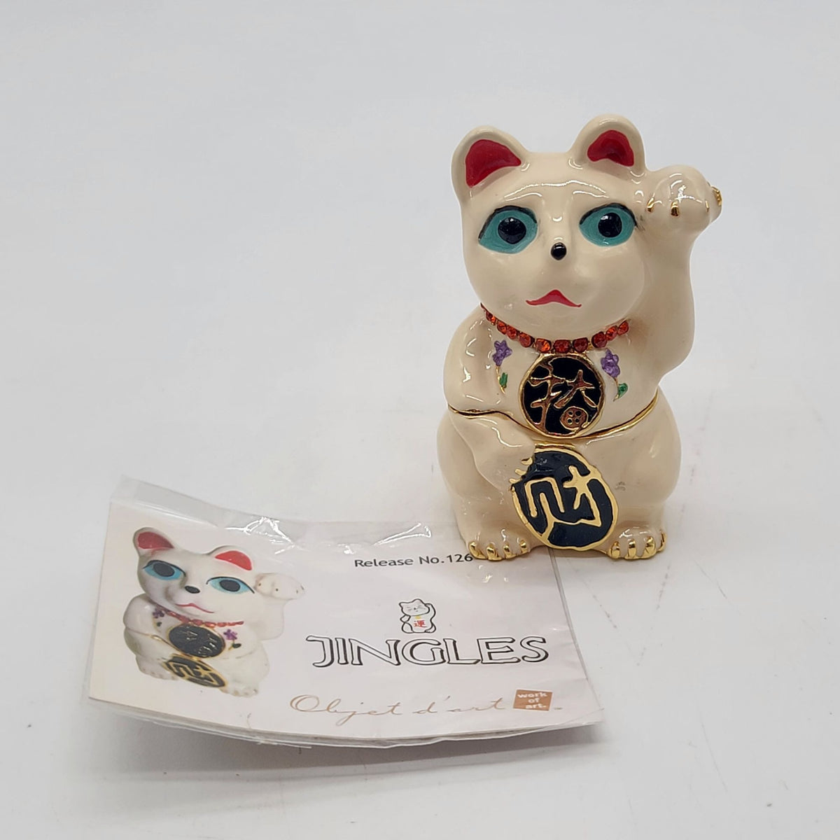 Objet D'Art Jingles Lucky Cat Trinket Box Artform No. 126