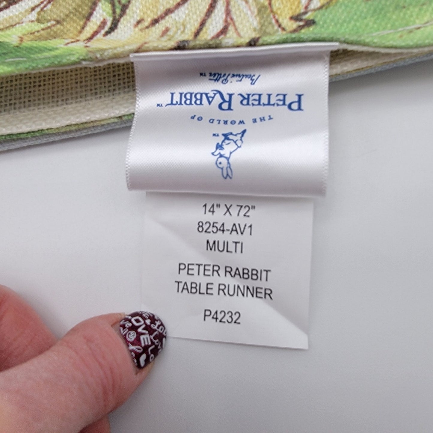 Peter Rabbit Cotton Table Runner 14" X 72"  - NEW