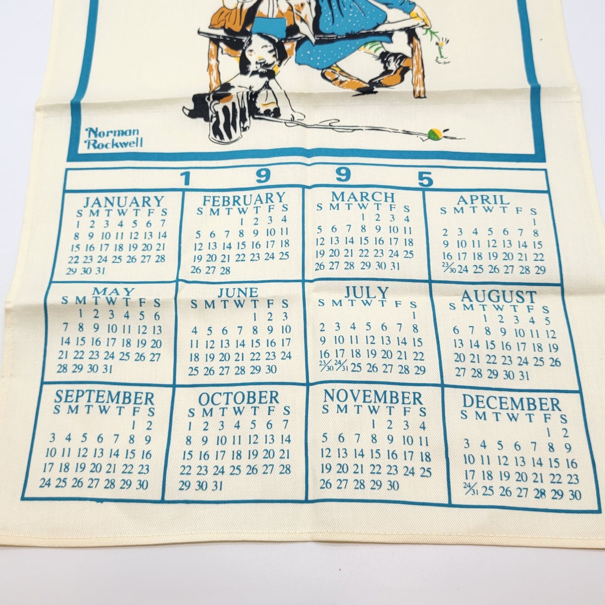 Norman Rockwell 1995 Saturday Evening Post Calendar Tea Towel